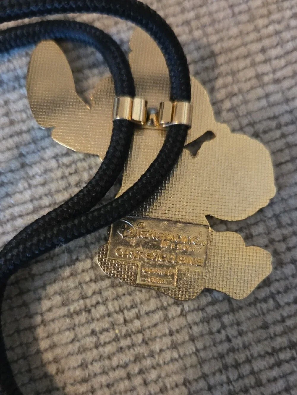 Disney Gold Stitch Backplate Lanyard with Black Cord